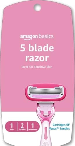 Amazon Basics Women's 5-Blade Razor for Smooth, Close Shave