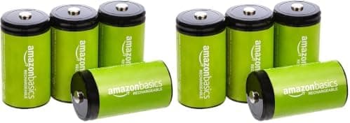 Amazon Basics 8-Pack Rechargeable D Cell NiMH Batt…, 10000 mAh