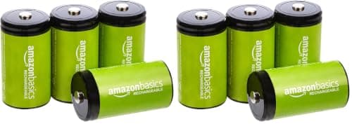 Amazon Basics 8-Pack Rechargeable D Cell NiMH Batt…, 10000 mAh