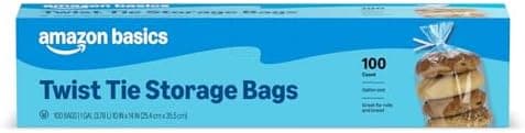 Amazon Basics Twist Tie Storage Bags, Gallon Size