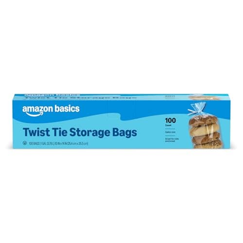 Amazon Basics Twist Tie Storage Bags, Gallon Size