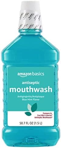 Amazon Basics Fresh Breath Mouthwash, Blue Mint Antiseptic