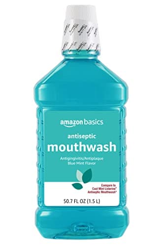 Amazon Basics Fresh Breath Mouthwash, Blue Mint Antiseptic