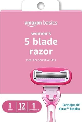 Amazon Basics Women's 5-Blade Razor for Smooth, Close Shave