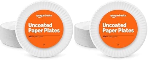 Amazon Basics 9" Uncoated White Paper Plates 2 Pack (200…