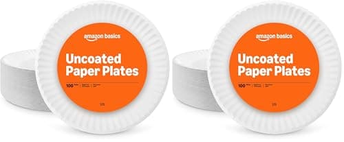 Amazon Basics 9" Uncoated White Paper Plates 2 Pack (200…