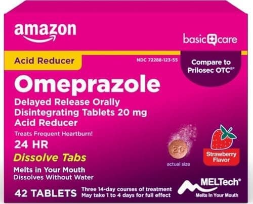 Amazon Basic Care Omeprazole Delayed Rele… — Strawberry Flavor