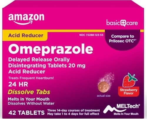 Amazon Basic Care Omeprazole Delayed Rele… — Strawberry Flavor