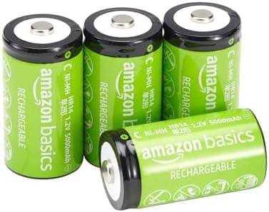 Amazon Basics 4-Pack Rechargeable C Cell NiMH Batte…, 5000 mAh