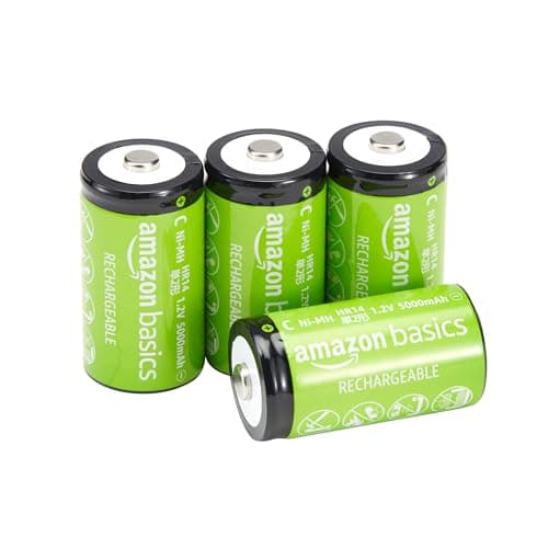 Amazon Basics 4-Pack Rechargeable C Cell NiMH Batte…, 5000 mAh