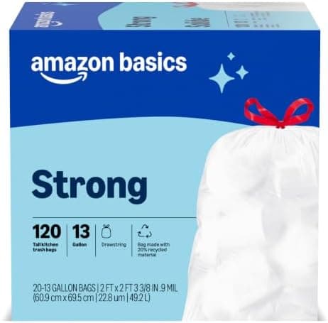 Amazon Basics Trash Bags, Tall Kitchen Drawstring