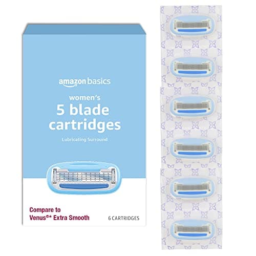Amazon Basics 5-Blade Razor Refills for Wome… — Hypoallergenic