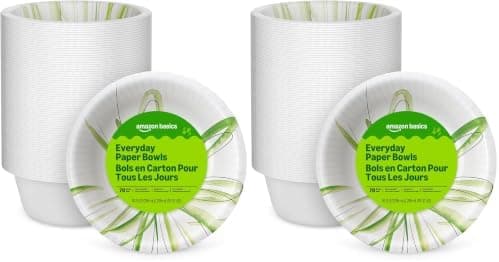 Amazon Basics Everyday Disposable Paper Bowls, 10 oz