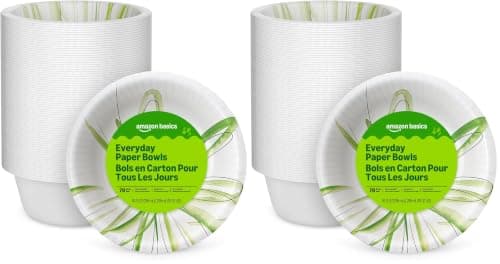 Amazon Basics Everyday Disposable Paper Bowls, 10 oz