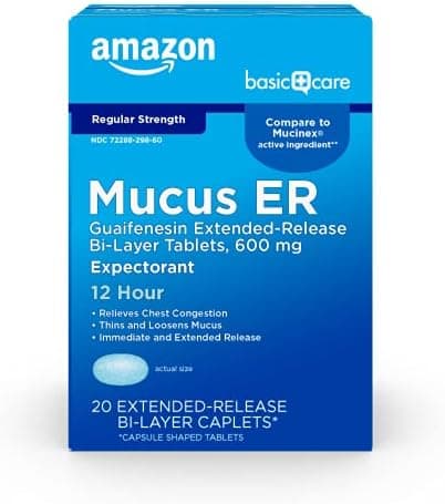 Amazon Basic Care Guaifenesin Extended-Release Tablets, 600 mg