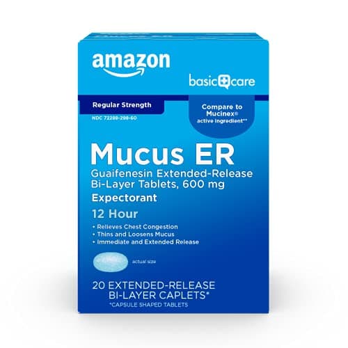 Amazon Basic Care Guaifenesin Extended-Release Tablets, 600 mg