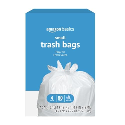 Amazon Basics Small 4 Gallon Trash Bags with Fla…, Fresh Scent