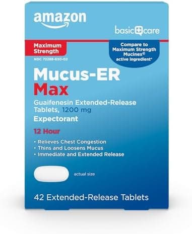Amazon Basic Care Maximum Strength Chest Congestion and Mucus…