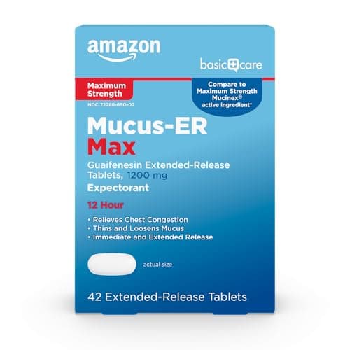 Amazon Basic Care Maximum Strength Chest Congestion and Mucus…