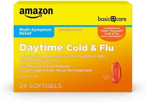 Amazon Basic Care Daytime Cold and Flu Relief Softgels