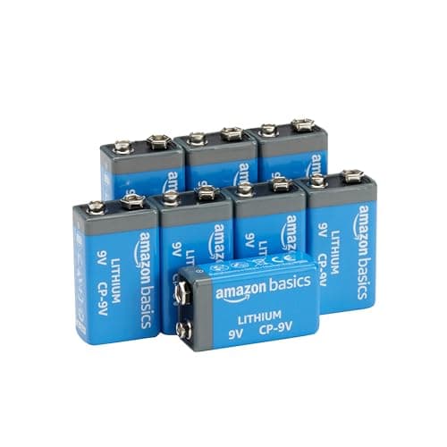 Amazon Basics 8-Pack 9 Volt Lithium Batte…, 10-Year Shelf Life