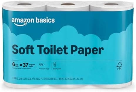 Amazon Basics 2-Ply Soft Toilet Paper, 6 Rolls