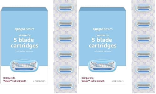 Amazon Basics 5-Blade Razor Refills for Wome… — Hypoallergenic