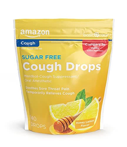 Amazon Basic Care Sugar Free Honey Lemon Coug… — Soothes Cough
