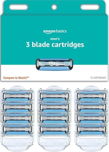 Amazon Basics 3-Blade Razor Refills for Men with Dual…