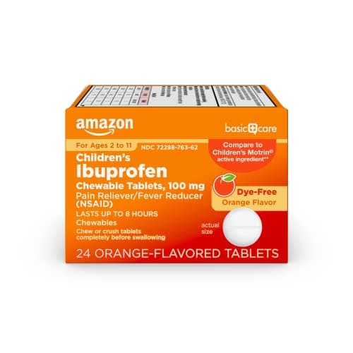 Amazon Basic Care Children's Ibuprofen Chewable Tablets 100 mg