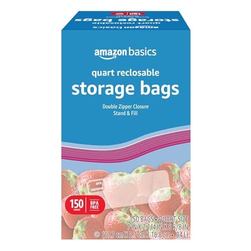 Amazon Basics Reclosable Quart Food Storage Bags w… — BPA Free