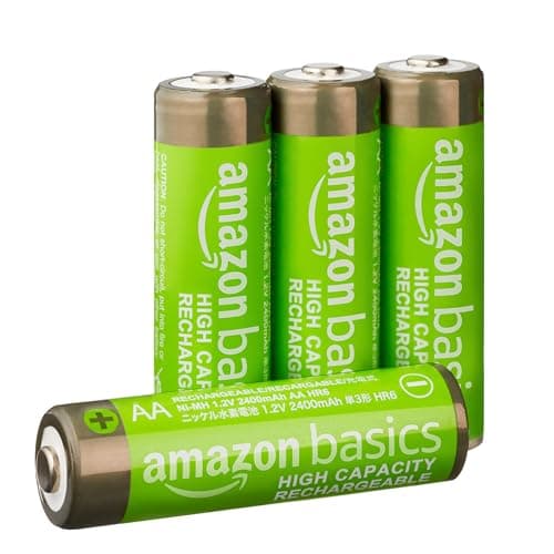 Amazon Basics 4-Pack Rechargeable AA NiMH High… — Pre-Charged