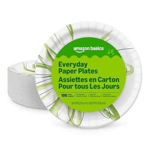 Amazon Basics Everyday Disposable Paper Plates, 8.62 Inch