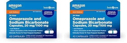 Amazon Basic Care Omeprazole and Sodium Bicarb…, 20 mg/1100 mg
