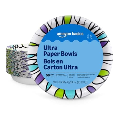 Amazon Basics Ultra Disposable Paper Bowls, 20 Oz
