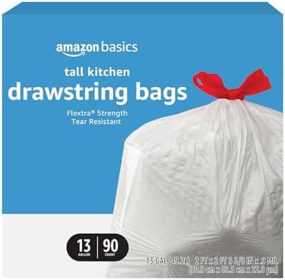 Amazon Basics Flextra Tall Kitchen Drawstring Tras…, 13 Gallon