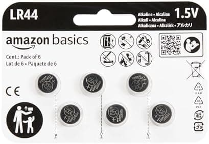 Amazon Basics 6-Pack LR44 Alkaline Button Cell… — Mercury-Free
