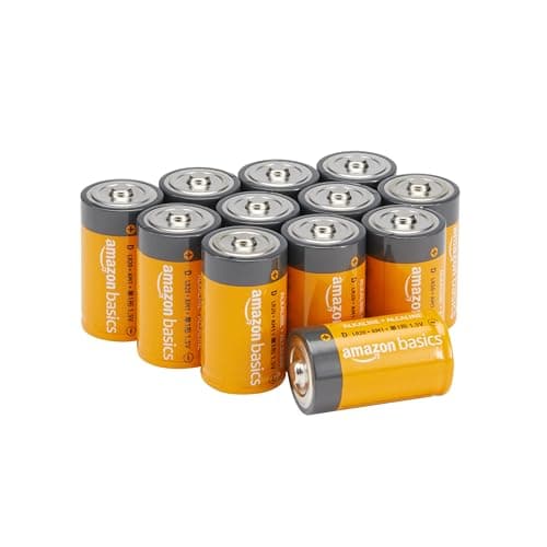 Amazon Basics 12-Pack D Cell Alkaline Batteries, 1.5 Volt