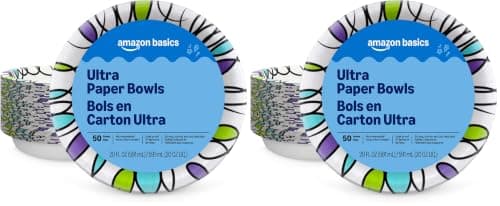 Amazon Basics Ultra Disposable Paper Bowls, 20 Oz