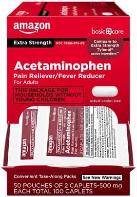 Amazon Basic Care Extra Strength Acetaminophen Caplets 500 mg