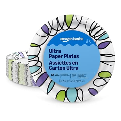 Amazon Basics Ultra Paper Plates, 8.62 Inch