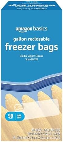 Amazon Basics Reclosable Freezer Gallon Size Bags… — BPA Free