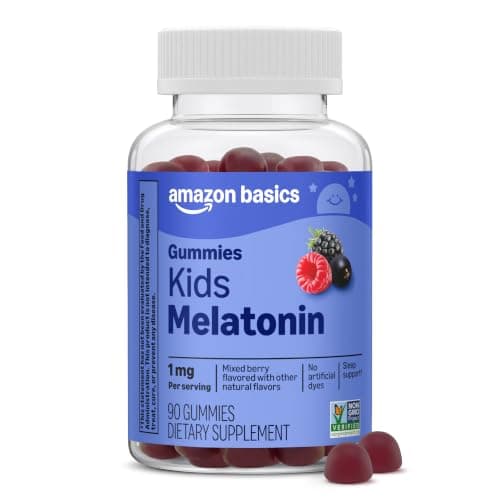 Amazon Basics Kids Melatonin 1 mg Dietary Supplement Gummies…