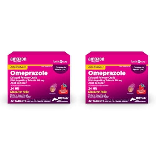 Amazon Basic Care Omeprazole Delayed Rele… — Strawberry Flavor