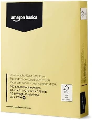 Amazon Basics 30% Recycled Color Copy Paper, 8.5" x 11"