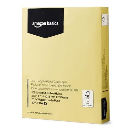 Amazon Basics 30% Recycled Color Copy Paper, 8.5" x 11"