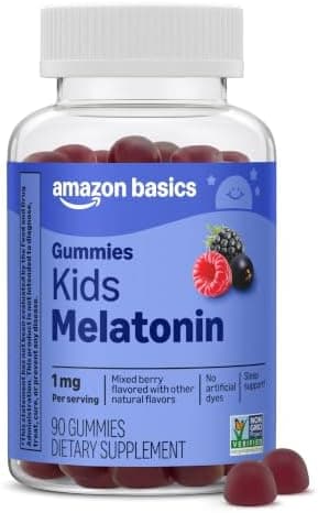 Amazon Basics Kids Melatonin 1 mg Dietary Supplement Gummies…