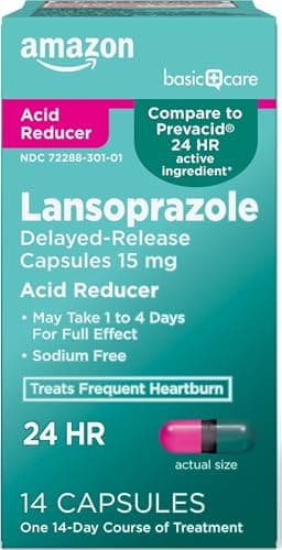 Amazon Basic Care Lansoprazole Delayed Release Capsules, 15 mg