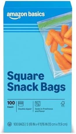 Amazon Basics Square Snack Bags with Doub…, Seals in Freshness