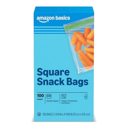 Amazon Basics Square Snack Bags with Doub…, Seals in Freshness